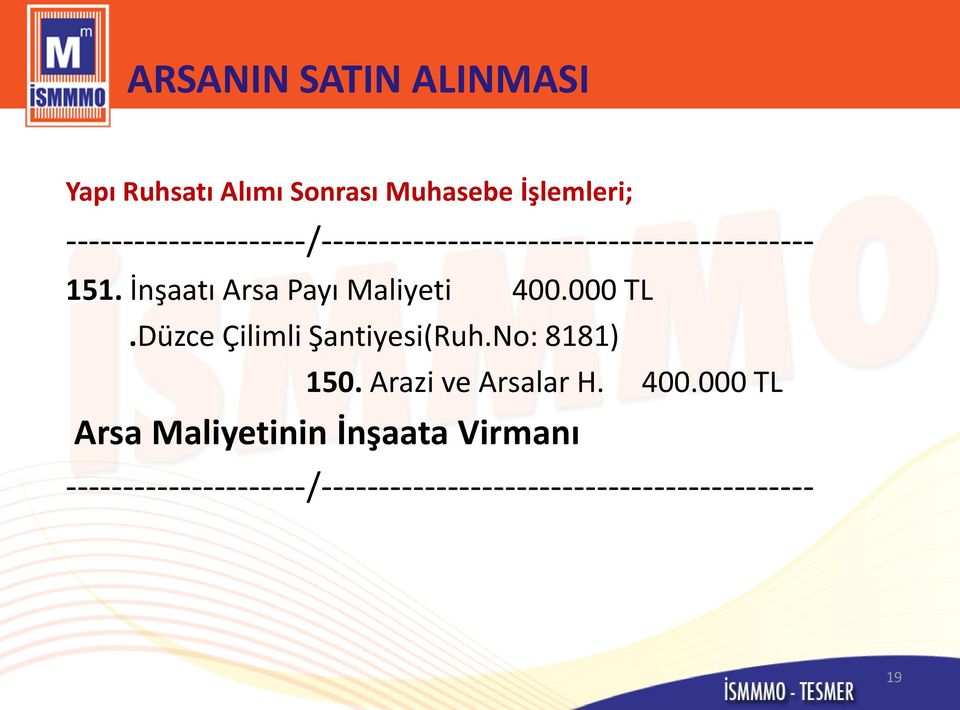 İnşaatı Arsa Payı Maliyeti 400.000 TL.Düzce Çilimli Şantiyesi(Ruh.No: 8181) 150.