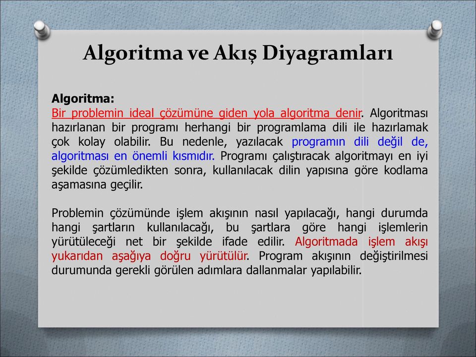 Programı çalıştıracak algoritmayı en iyi şekilde çözümledikten sonra, kullanılacak dilin yapısına göre kodlama aşamasına geçilir.