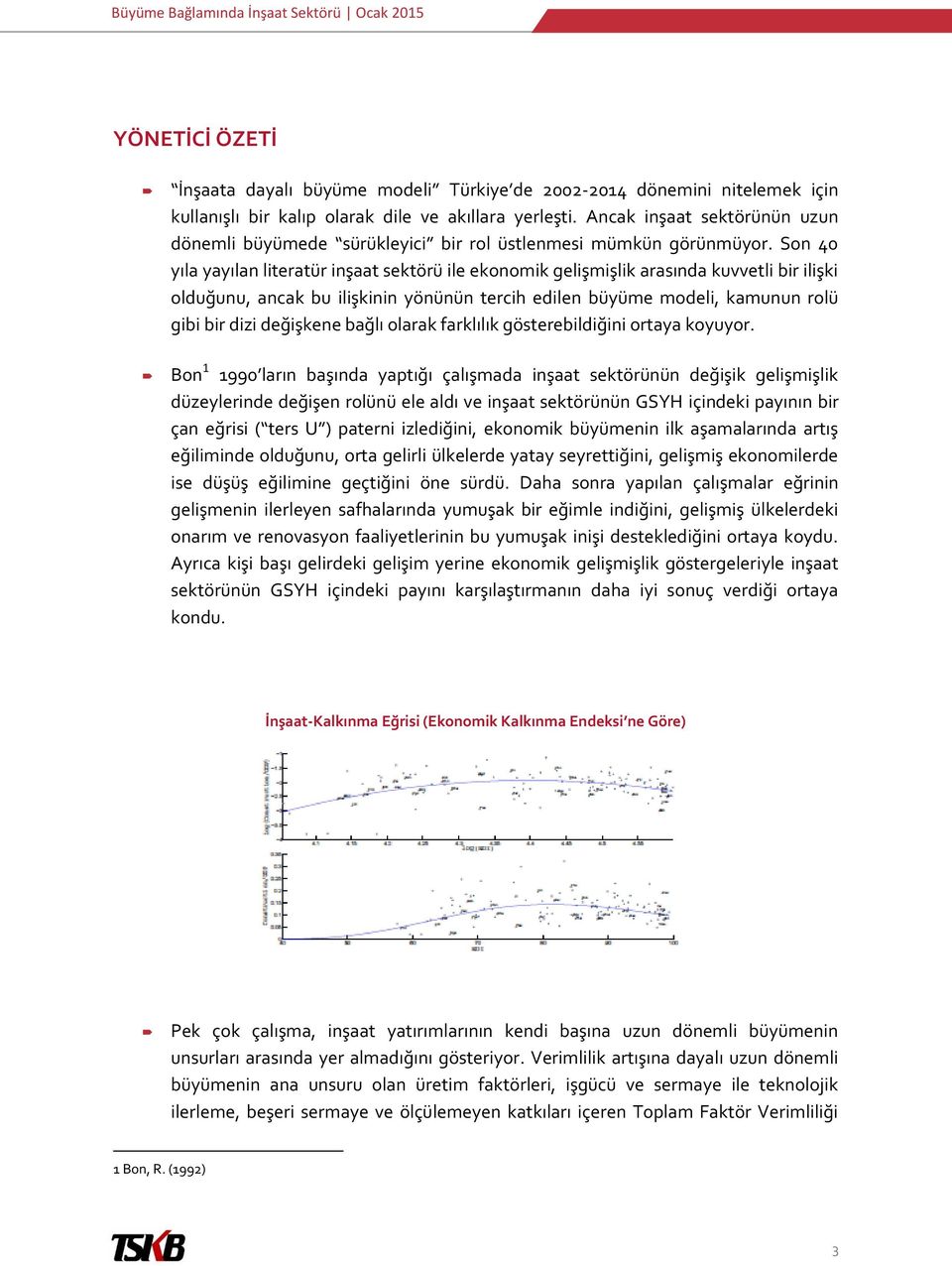 Son 40 yıla yayılan literatür inşaat sektörü ile ekonomik gelişmişlik arasında kuvvetli bir ilişki olduğunu, ancak bu ilişkinin yönünün tercih edilen büyüme modeli, kamunun rolü gibi bir dizi