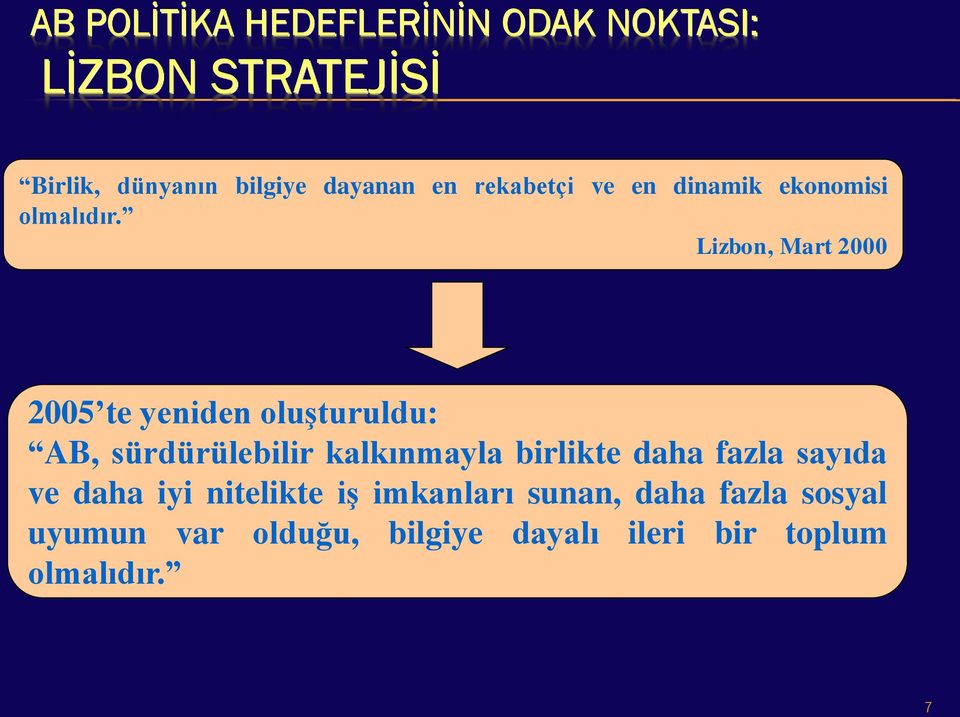 Lizbon, Mart 2000 2005 te yeniden oluşturuldu: AB, sürdürülebilir kalkınmayla birlikte daha