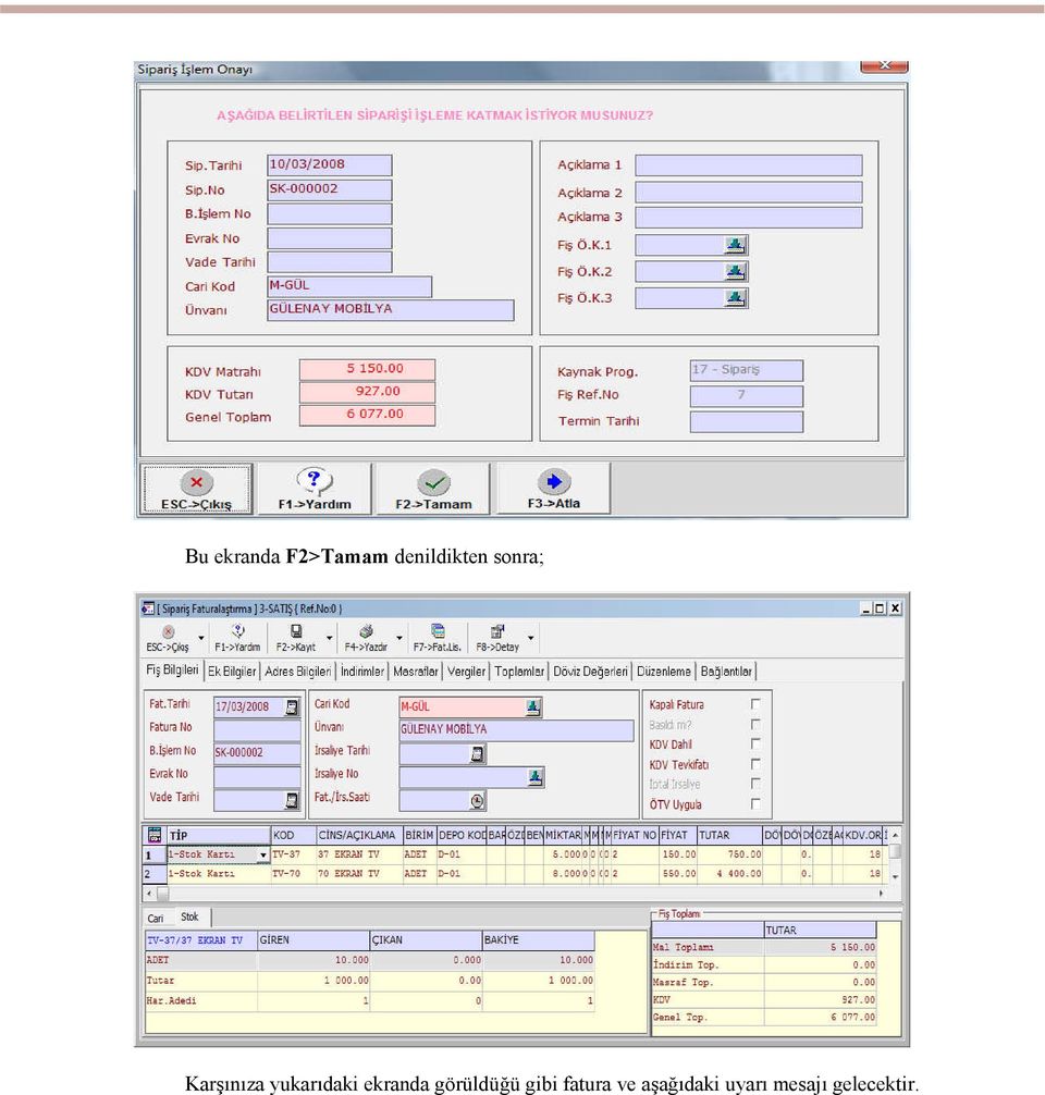 ekranda görüldüğü gibi fatura