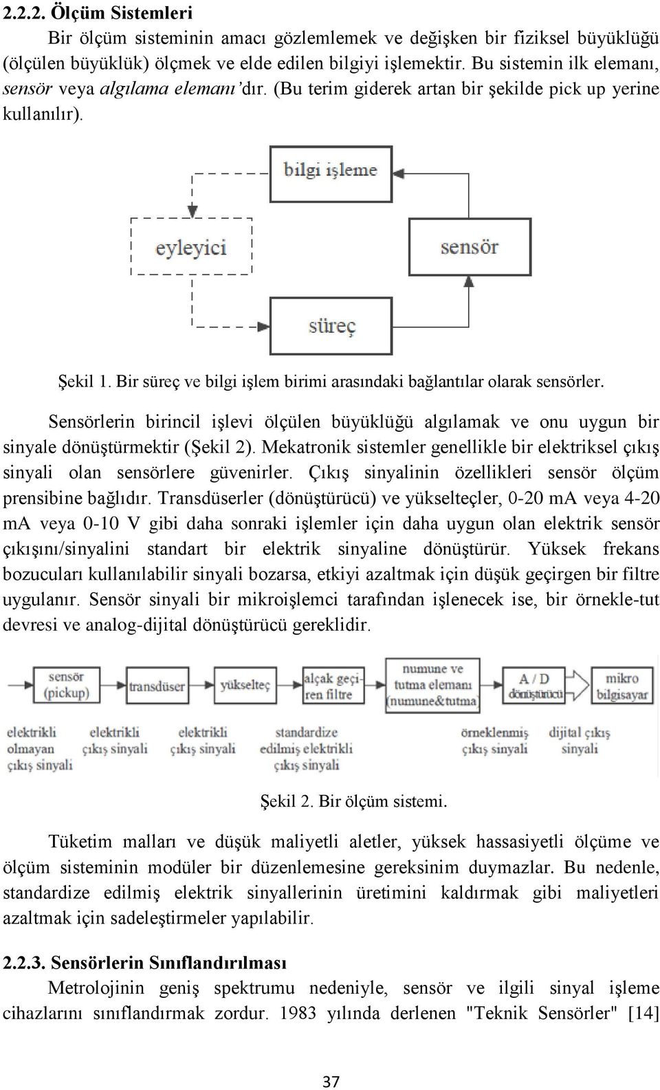 Bir süreç ve bilgi işlem birimi arasındaki bağlantılar olarak sensörler. Sensörlerin birincil işlevi ölçülen büyüklüğü algılamak ve onu uygun bir sinyale dönüştürmektir (Şekil 2).