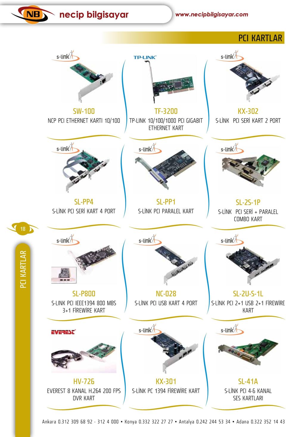 IEEE1394 800 MBS 3+1 FİREWİRE KART S-LİNK PCI USB KART 4 PORT S-LİNK PCI 2+1 USB 2+1 FİREWİRE KART HV-726 KX-301 SL-41A EVEREST 8 KANAL H.