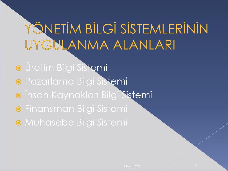 Bilgi Sistemi Finansman Bilgi