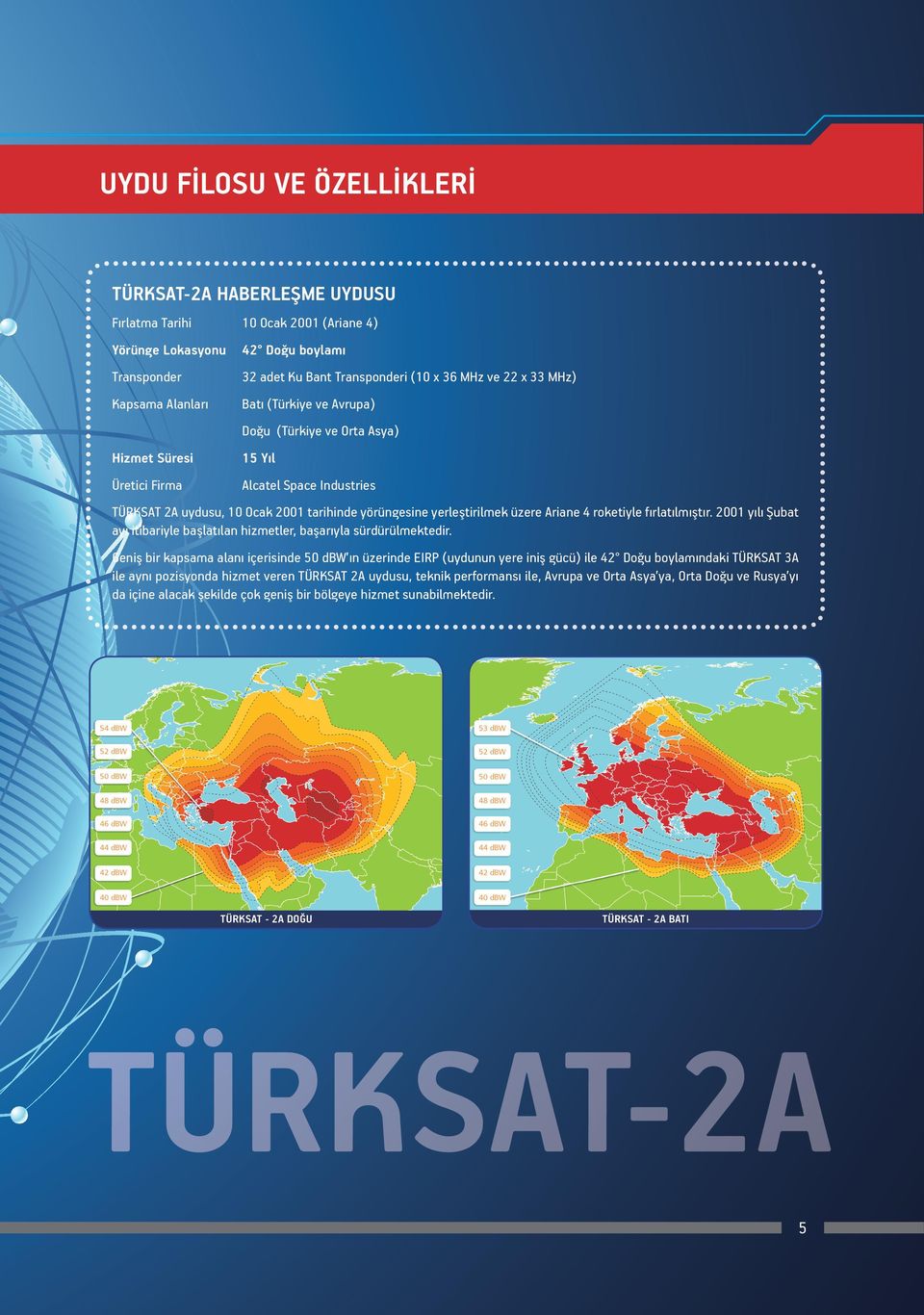 yerleştirilmek üzere Ariane 4 roketiyle fırlatılmıştır. 2001 yılı Şubat ayı itibariyle başlatılan hizmetler, başarıyla sürdürülmektedir.