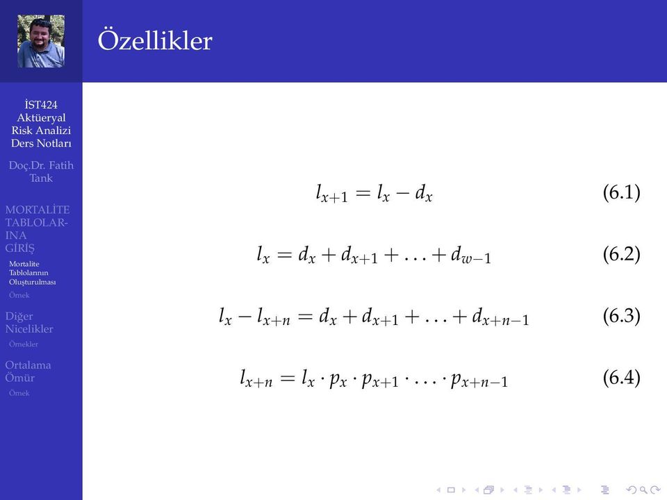 2) l x l x+n = d x + d x+1 +.