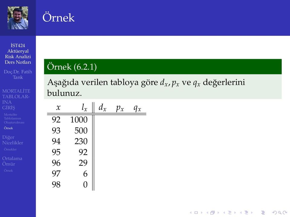 x, p x ve q x değerlerini bulunuz.