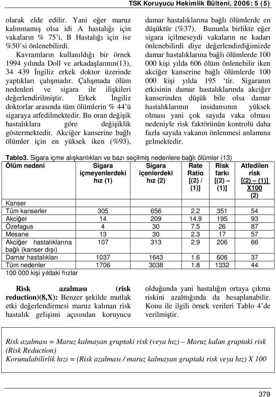 Çalışmada ölüm nedenleri ve sigara ile ilişkileri değerlendirilmiştir. Erkek İngiliz doktorlar arasında tüm ölümlerin % 44 ü sigaraya atfedilmektedir.