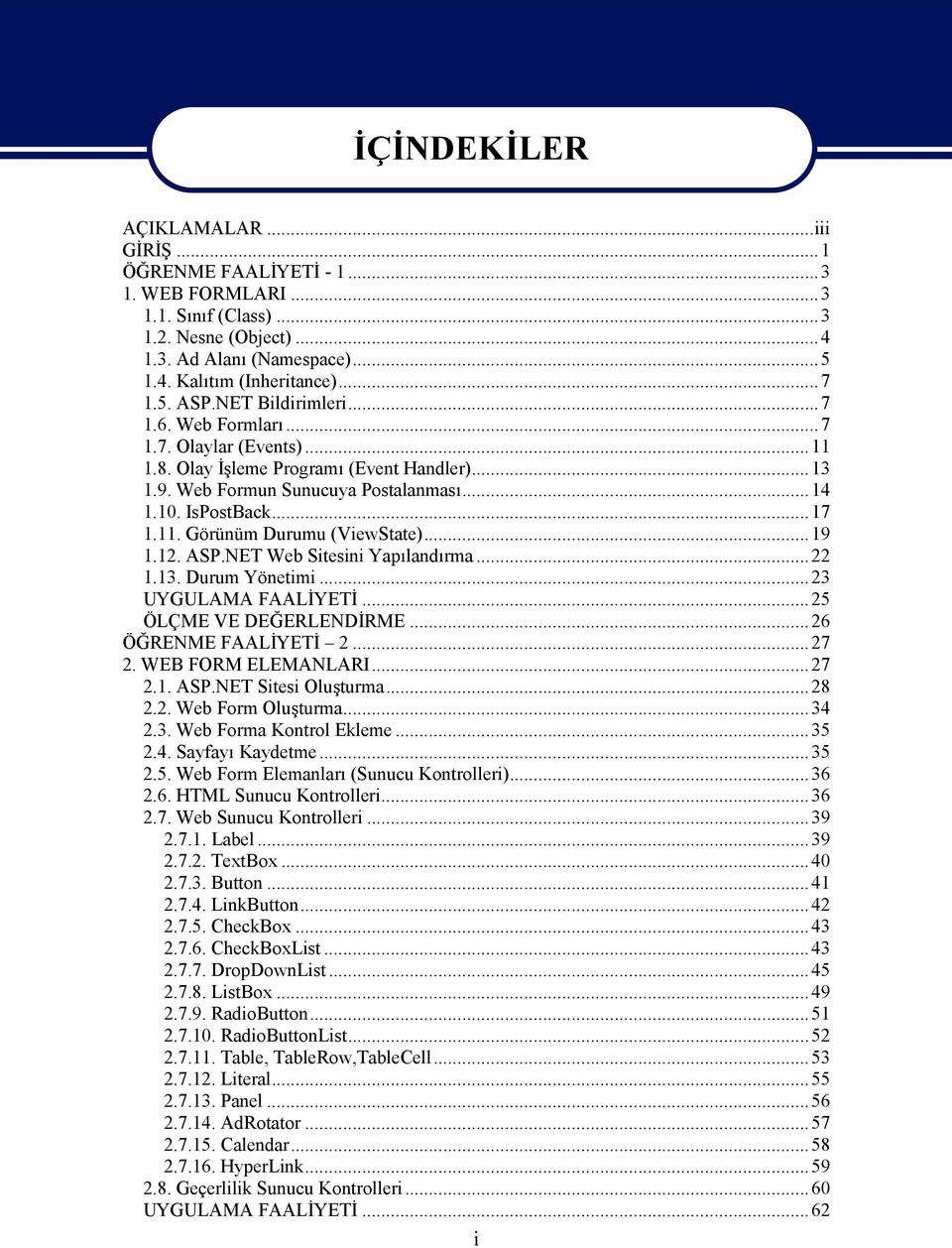 ..19 1.12. ASP.NET Web Sitesini Yapılandırma...22 1.13. Durum Yönetimi...23 UYGULAMA FAALİYETİ...25 ÖLÇME VE DEĞERLENDİRME...26 ÖĞRENME FAALİYETİ 2...27 2. WEB FORM ELEMANLARI...27 2.1. ASP.NET Sitesi Oluşturma.