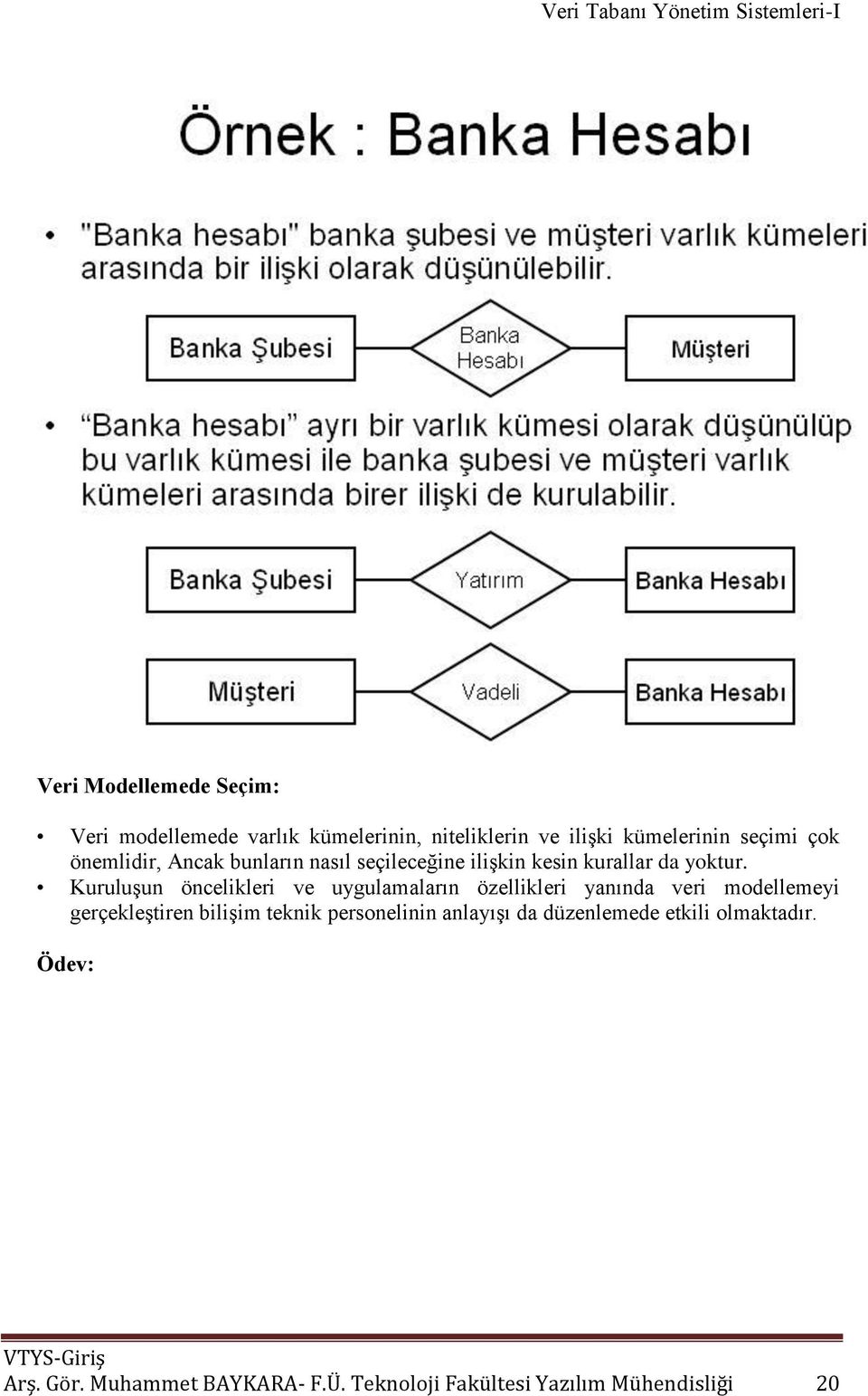 KuruluĢun öncelikleri ve uygulamaların özellikleri yanında veri modellemeyi gerçekleģtiren biliģim teknik