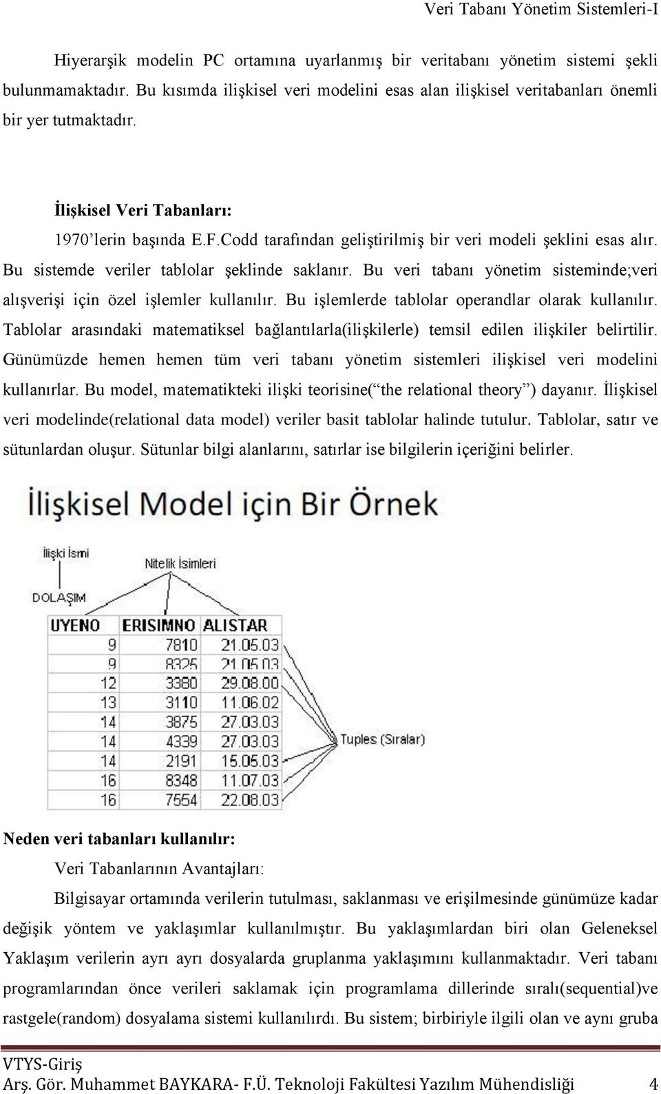 Bu veri tabanı yönetim sisteminde;veri alıģveriģi için özel iģlemler kullanılır. Bu iģlemlerde tablolar operandlar olarak kullanılır.