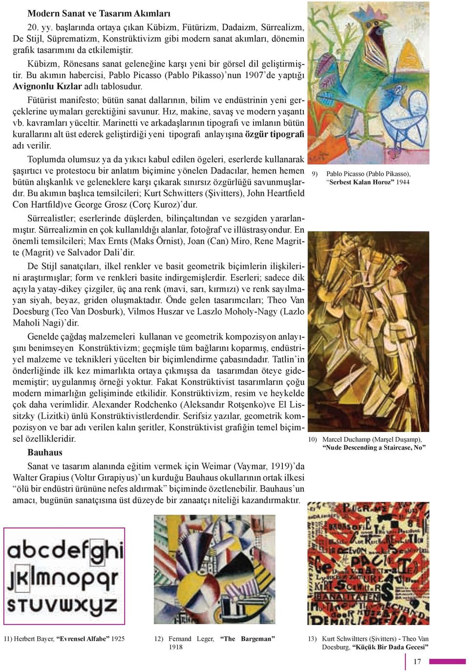 Kübizm, Rönesans sanat geleneğine karşı yeni bir görsel dil geliştirmiştir. Bu akımın habercisi, Pablo Picasso (Pablo Pikasso) nun 1907 de yaptığı Avignonlu Kızlar adlı tablosudur.