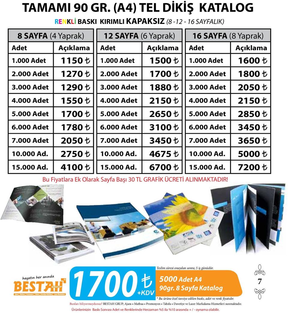 000 Adet 1700 5.000 Adet 2650 5.000 Adet 2850 6.000 Adet 1780 6.000 Adet 3100 6.000 Adet 3450 7.000 Adet 2050 7.000 Adet 3450 7.000 Adet 3650 10.000 Ad. 2750 10.000 Ad. 4675 10.000 Ad. 5000 15.