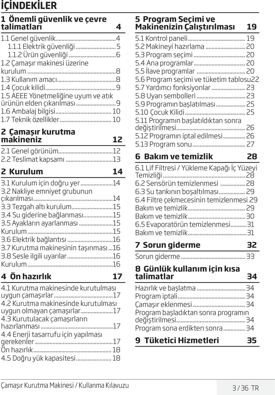 ..13 2 Kurulum 14 3.1 Kurulum için doğru yer...14 3.2 Nakliye emniyet grubunun çıkarılması...14 3.3 Tezgah altı kurulum...15 3.4 Su giderine bağlanması...15 3.5 Ayakların ayarlanması...15 Kurulum.