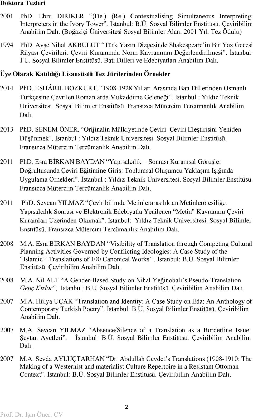 Ayşe Nihal AKBULUT Türk Yazın Dizgesinde Shakespeare in Bir Yaz Gecesi Rüyası Çevirileri: Çeviri Kuramında Norm Kavramının Değerlendirilmesi. İstanbul: İ.Ü. Sosyal Bilimler Enstitüsü.