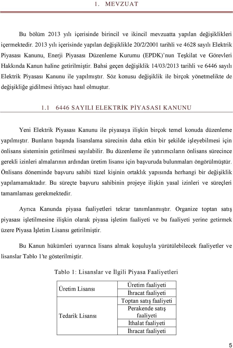 getirilmiştir. Bahsi geçen değişiklik 14/03/2013 tarihli ve 6446 sayılı Elektrik Piyasası Kanunu ile yapılmıştır.