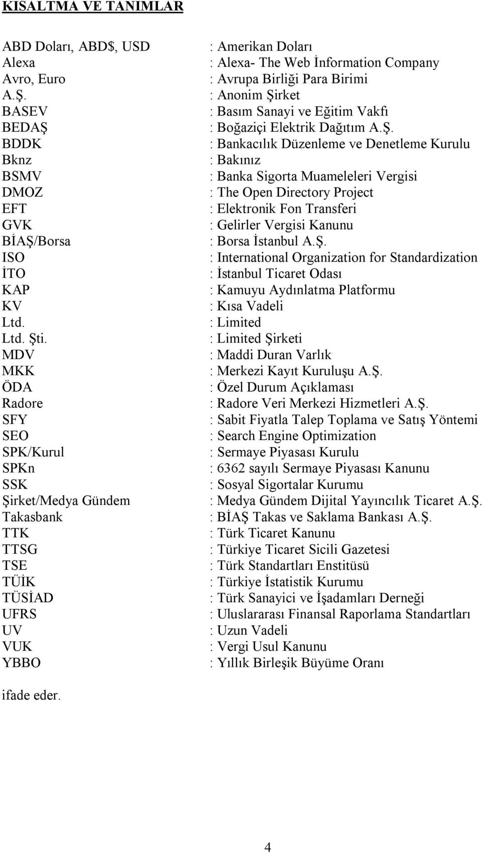 Birimi : Anonim Şi