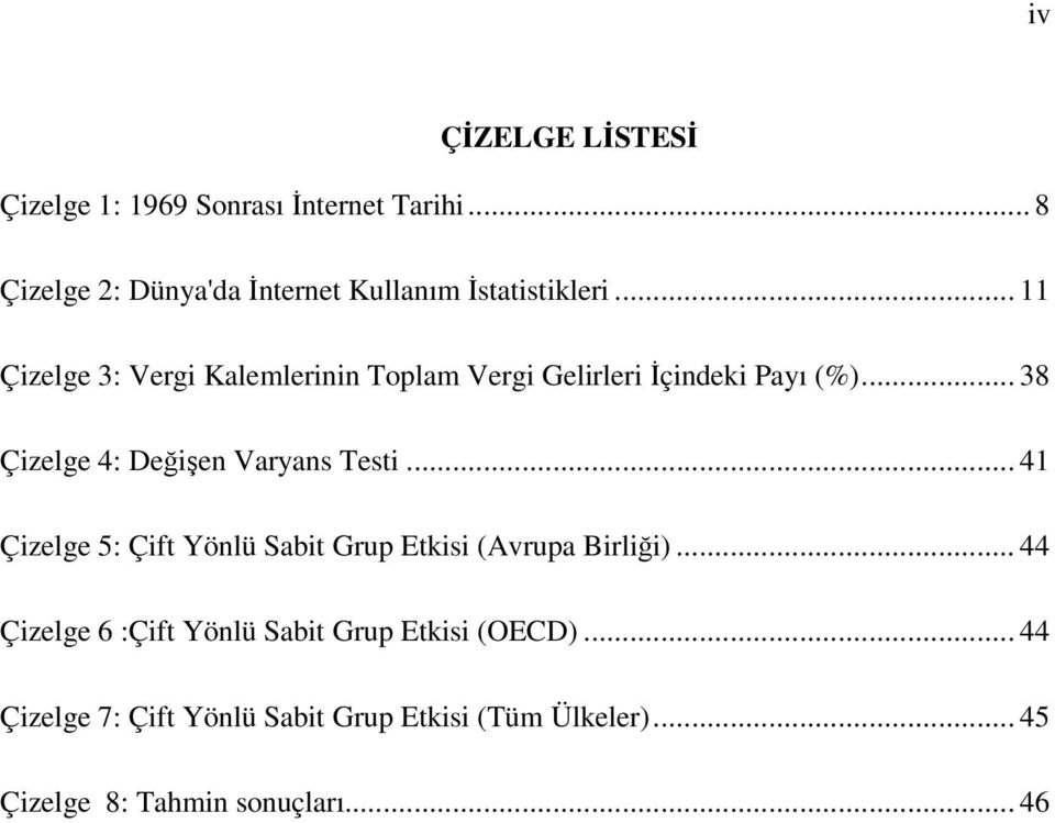 .. 11 Çizelge 3: Vergi Kalemlerinin Toplam Vergi Gelirleri İçindeki Payı (%).