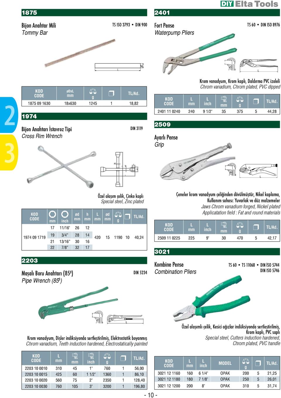 inch 17 11/16" 26 12 19 3/4 28 14 21 13/16 30 16 22 7/8 32 17 Maşalı Boru Anahtarı (85 0 ) Pipe Wrench (85 0 ) Özel alaşım çelik, Çinko kaplı Special steel, Zinc plated ød 420 15 1190 10 40,24 DIN