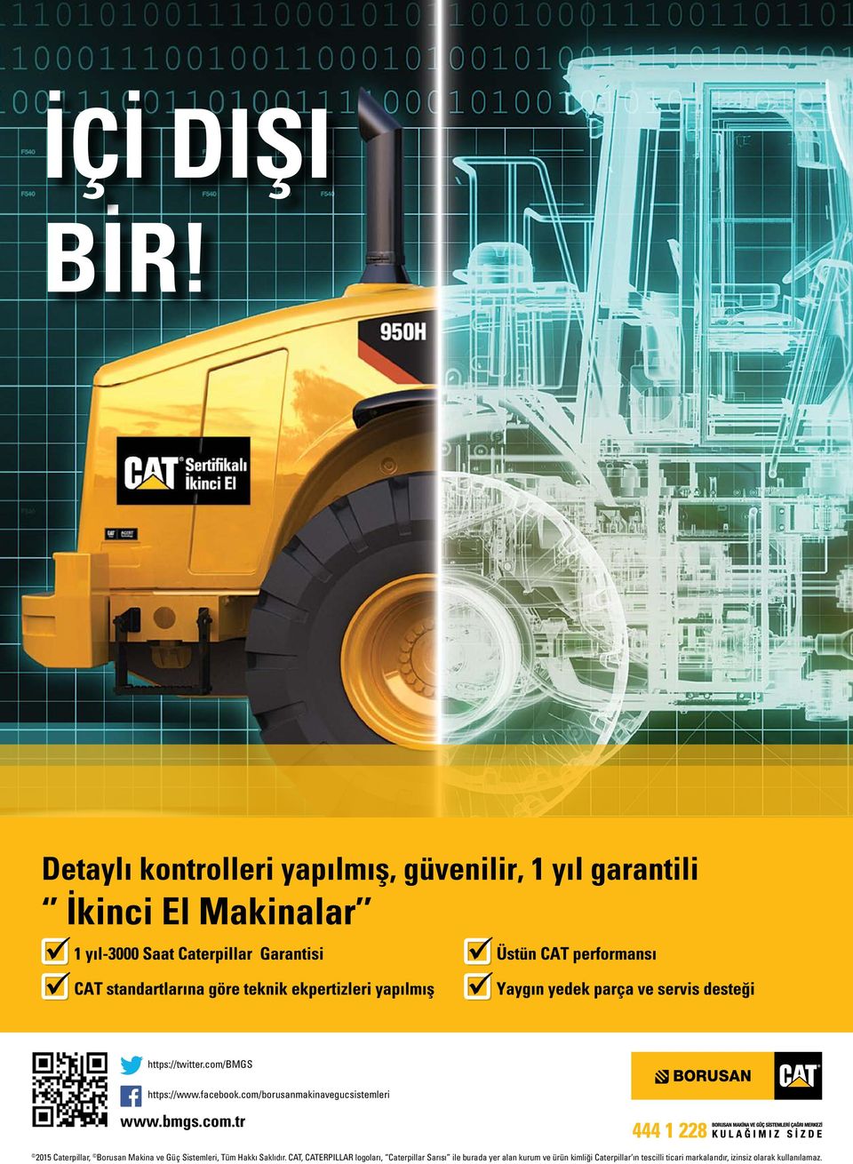 CAT, CATERPILLAR logoları, Caterpillar Sarısı ile burada yer alan kurum ve ürün