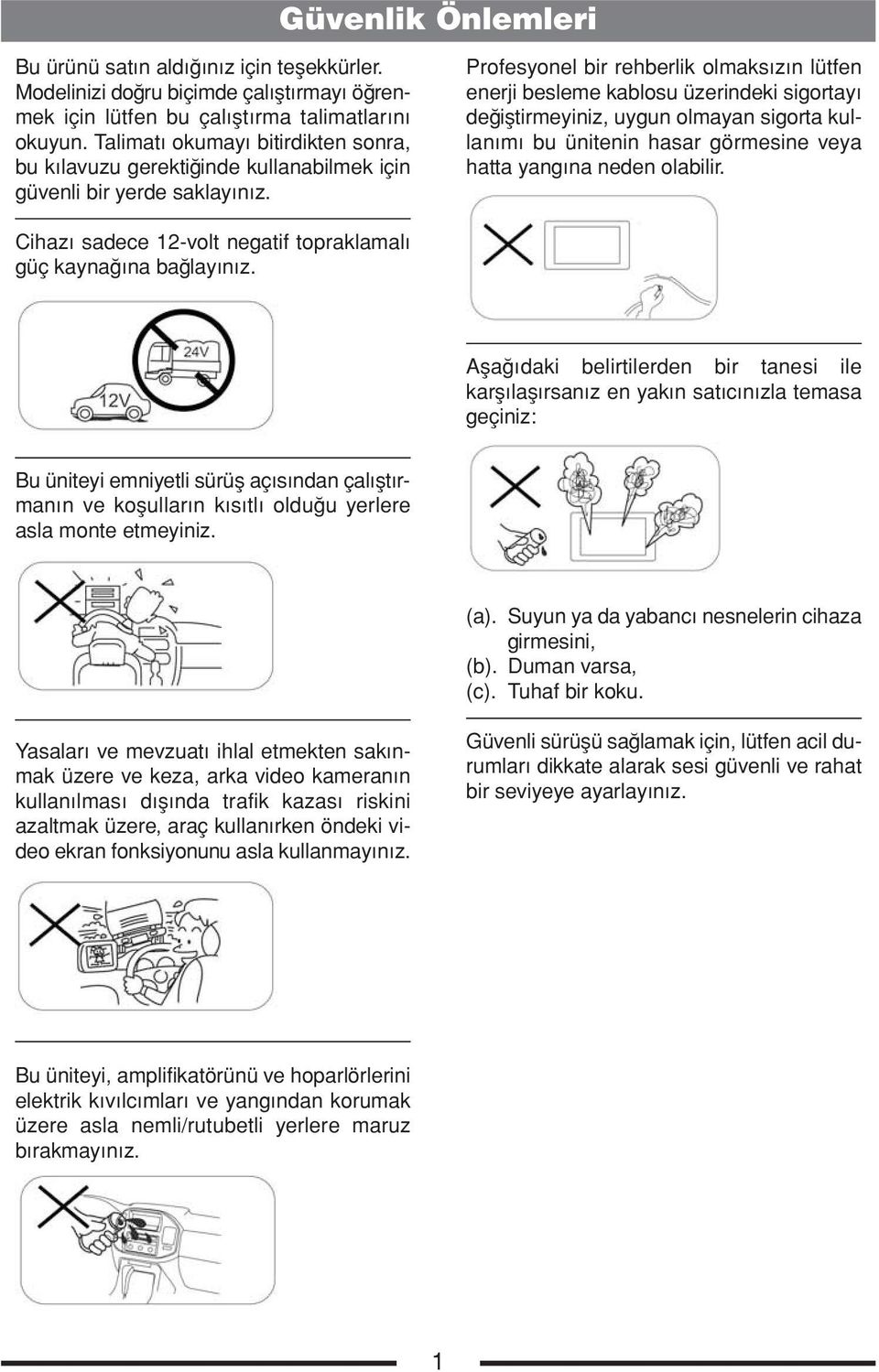 Profesyonel bir rehberlik olmaksızın lütfen enerji besleme kablosu üzerindeki sigortayı değiştirmeyiniz, uygun olmayan sigorta kullanımı bu ünitenin hasar görmesine veya hatta yangına neden olabilir.