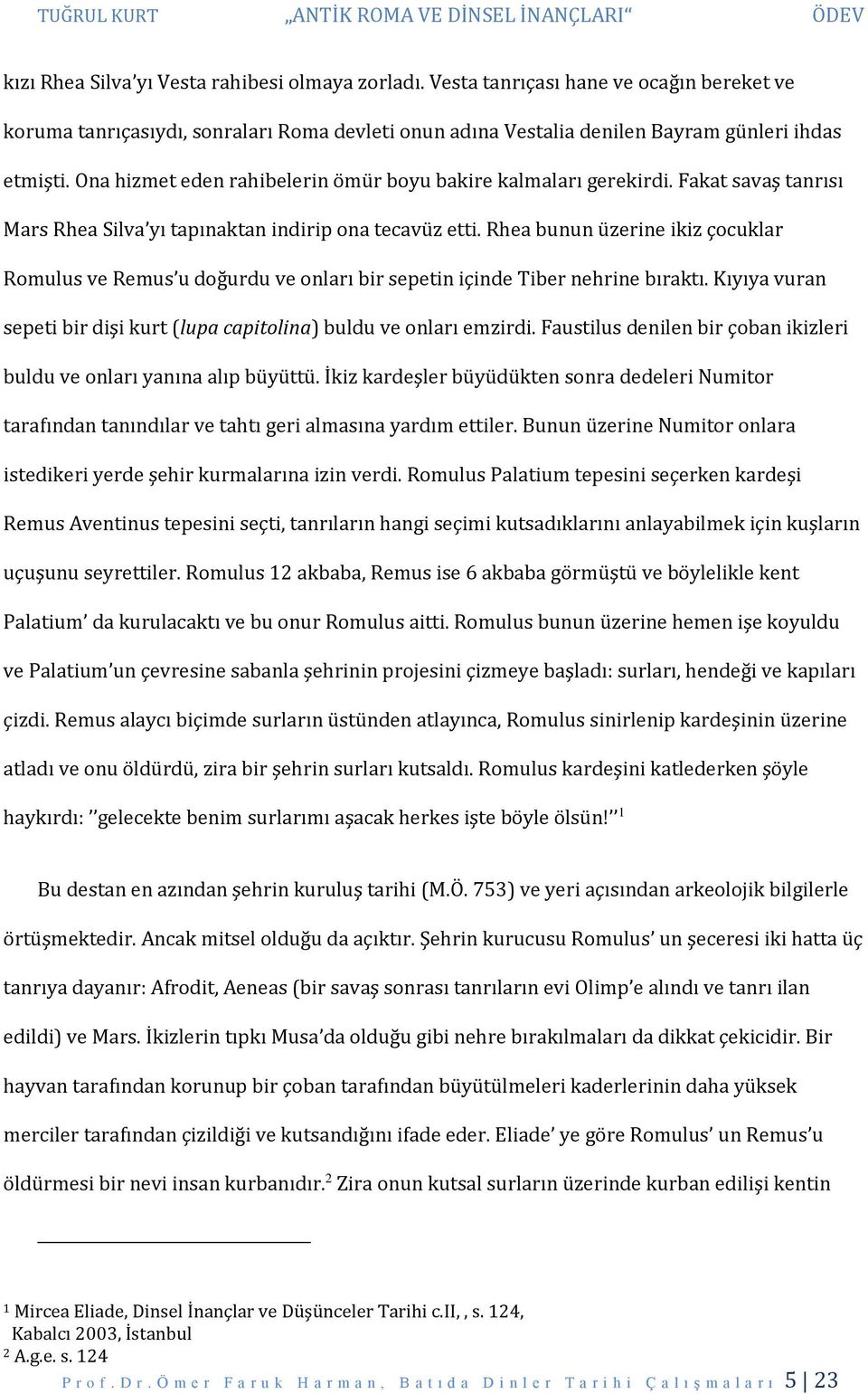 Rhea bunun üzerine ikiz çocuklar Romulus ve Remus u doğurdu ve onları bir sepetin içinde Tiber nehrine bıraktı. Kıyıya vuran sepeti bir dişi kurt (lupa capitolina) buldu ve onları emzirdi.