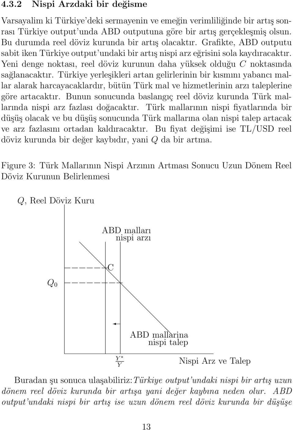 Yeni denge noktası, reel döviz kurunun daha yüksek olduğu C noktasında sağlanacaktır.