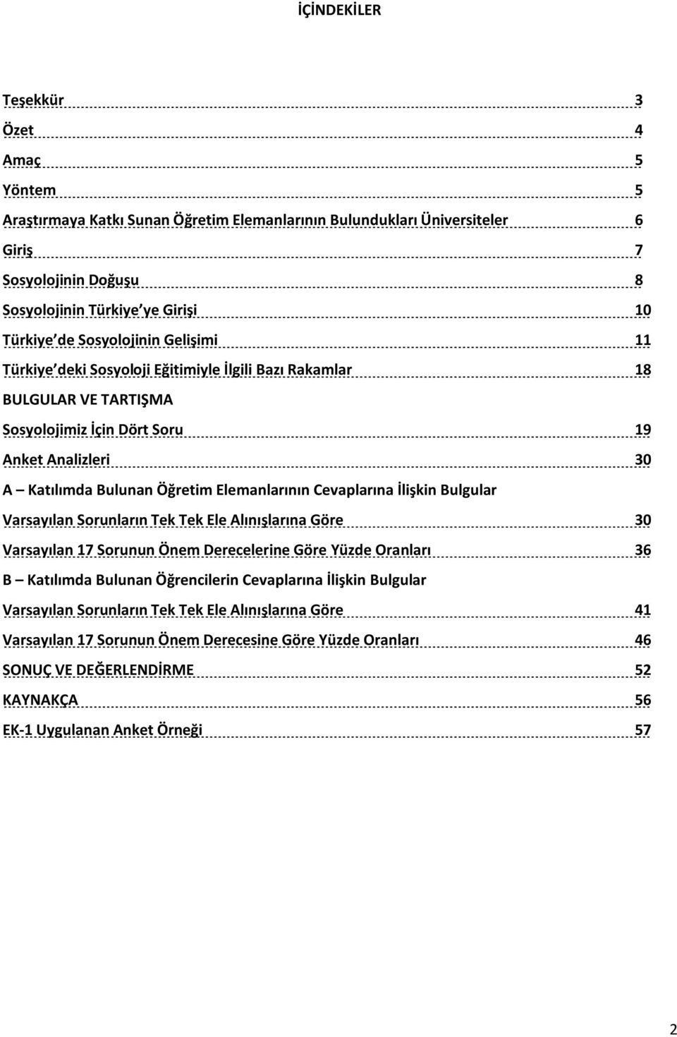 Cevaplarına İlişkin Bulgular Varsayılan Sorunların Tek Tek Ele Alınışlarına Göre 30 Varsayılan 17 Sorunun Önem Derecelerine Göre Yüzde Oranları 36 B Katılımda Bulunan Öğrencilerin Cevaplarına