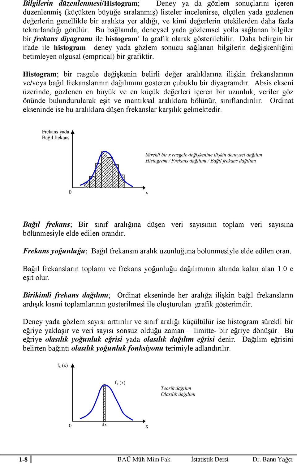 Daha belrg br ade le hstogram deey yada gözlem soucu sağlaa blgler değşkelğ betmleye olgusal (emprcal br graktr.