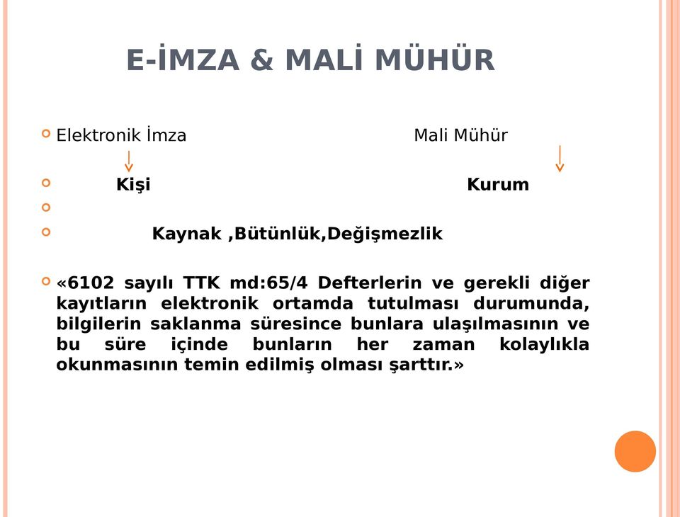 kayıtların elektronik ortamda tutulması durumunda, bilgilerin saklanma süresince