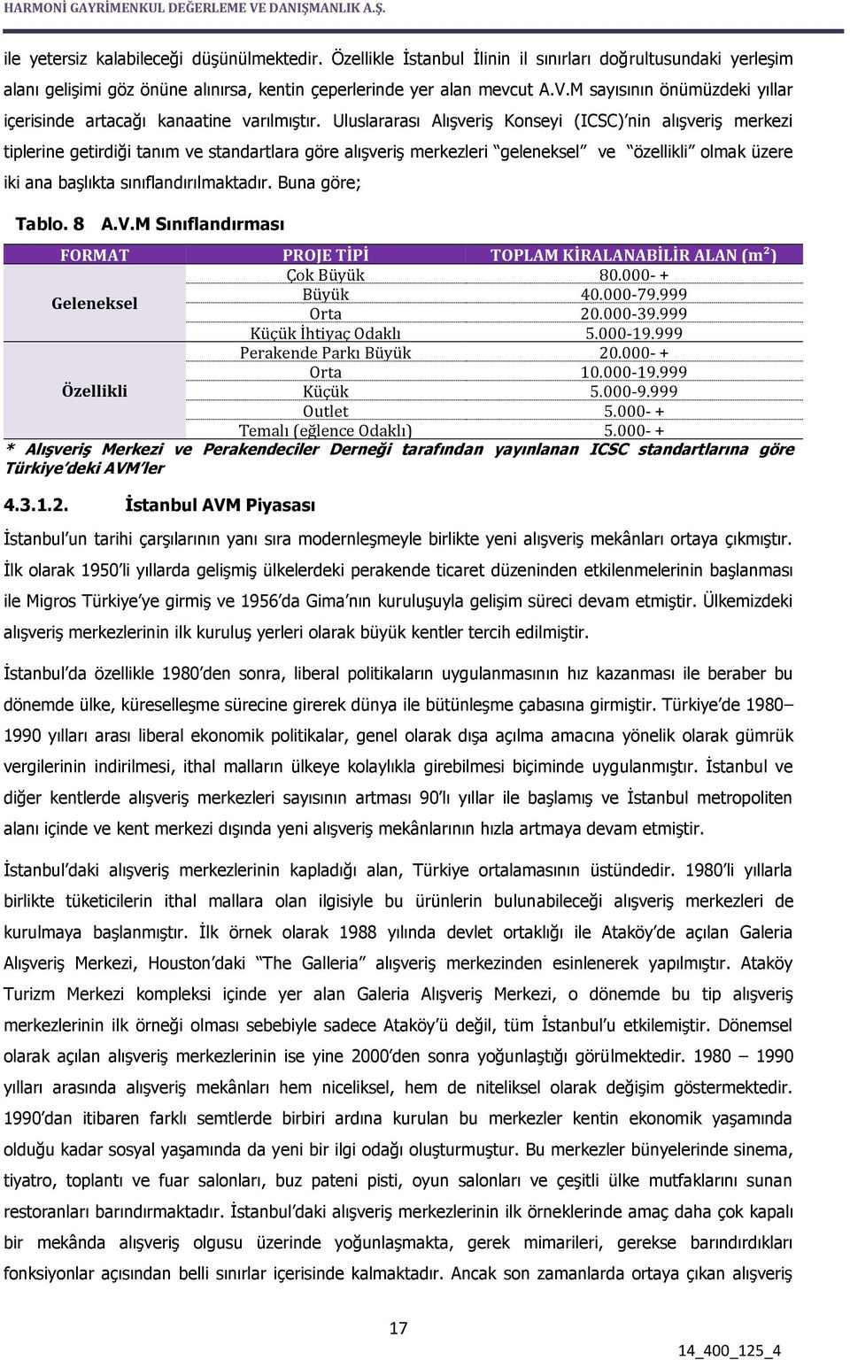 Uluslararası Alışveriş Konseyi (ICSC) nin alışveriş merkezi tiplerine getirdiği tanım ve standartlara göre alışveriş merkezleri geleneksel ve özellikli olmak üzere iki ana başlıkta