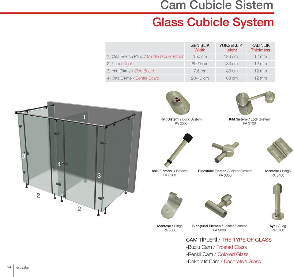 Lock System PA 3100 3 4 3 Askı Elemanı / Bracket PA 3200 Birleştirici Eleman / Jointer Element PA 3300 Menteşe / Hinge PA 3400 2 2 Menteşe / Hinge PA 3500 Birleştirici