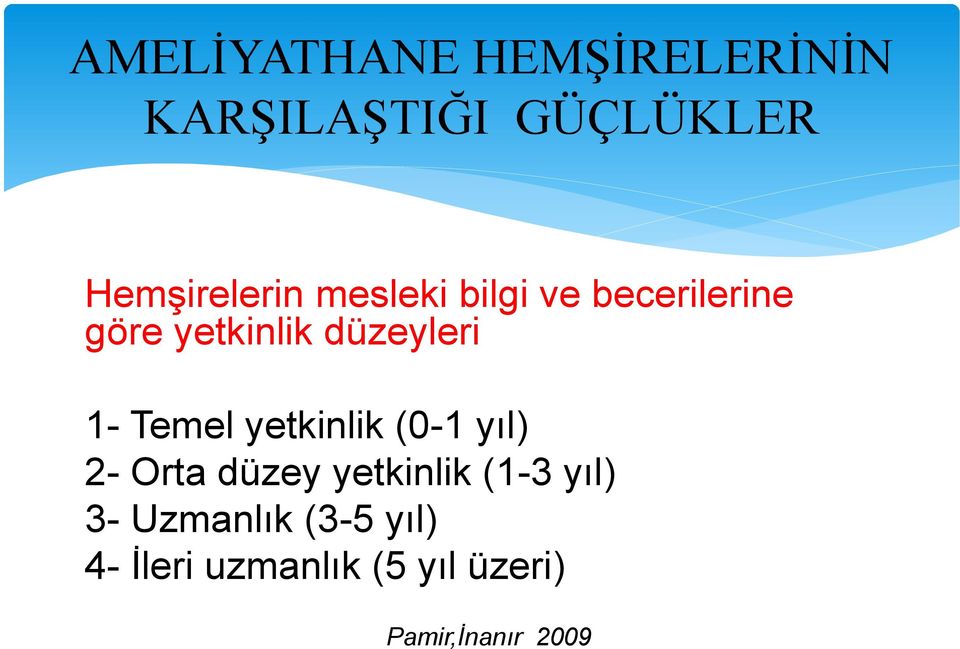 2- Orta düzey yetkinlik (1-3 yıl) 3- Uzmanlık (3-5