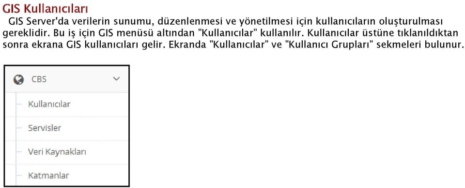 Bu iş için GIS menüsü altından "Kullanıcılar" kullanılır.