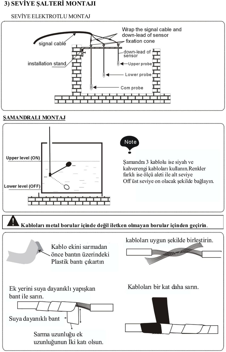 Kabloları metal borular içinde değil iletken olmayan borular içinden geçirin.