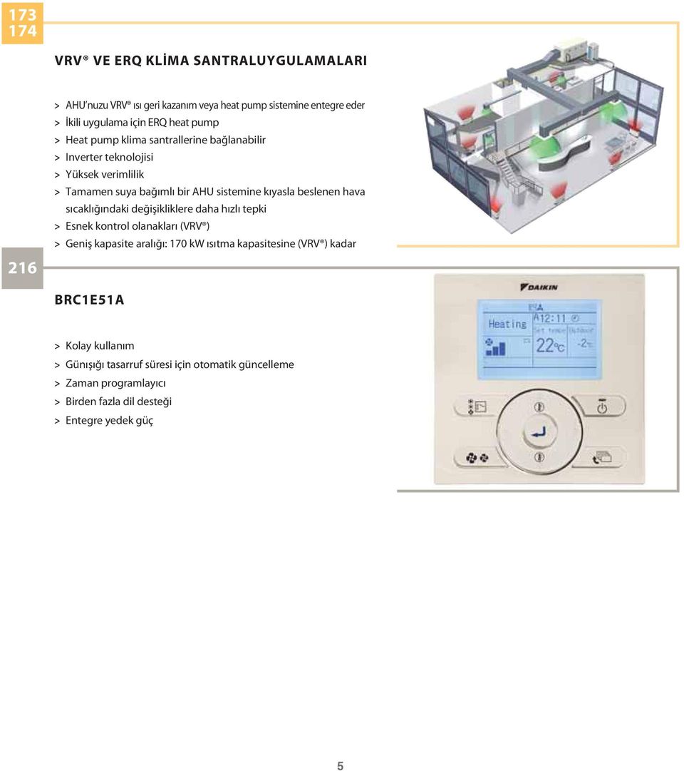 hava sıcaklığındaki değişikliklere daha hızlı tepki > Esnek kontrol olanakları (VRV ) > Geniş kapasite aralığı: 170 kw ısıtma kapasitesine (VRV )