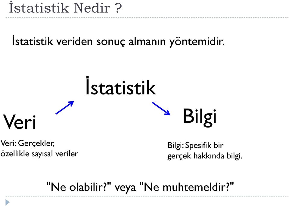 İstatistik Veri Veri: Gerçekler, özellikle sayısal