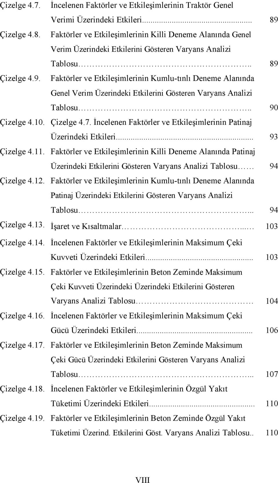 Çizelge 4.9. Faktörler ve Etkileşimlerinin Kumlu-tınlı Deneme Alanında Verim Üzerindeki Etkilerini Gösteren Varyans Analizi Tablosu.. 90 Çizelge 4.10. Çizelge 4.7.