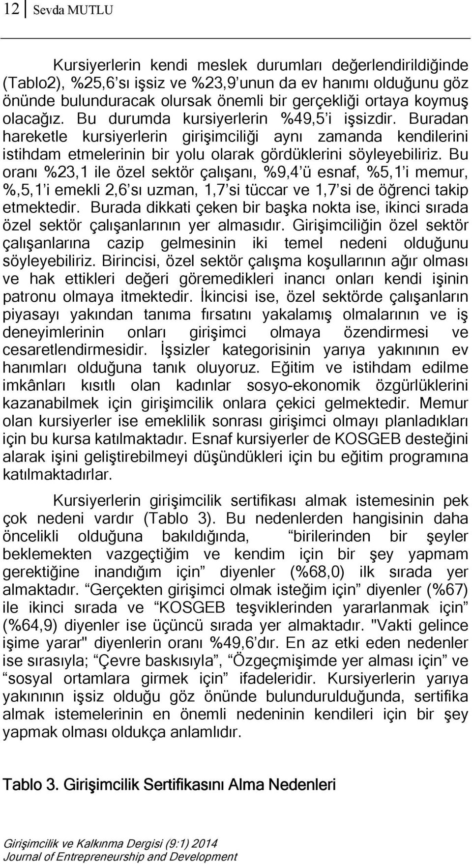 Bu oranı %23,1 ile özel sektör çalışanı, %9,4 ü esnaf, %5,1 i memur, %,5,1 i emekli 2,6 sı uzman, 1,7 si tüccar ve 1,7 si de öğrenci takip etmektedir.