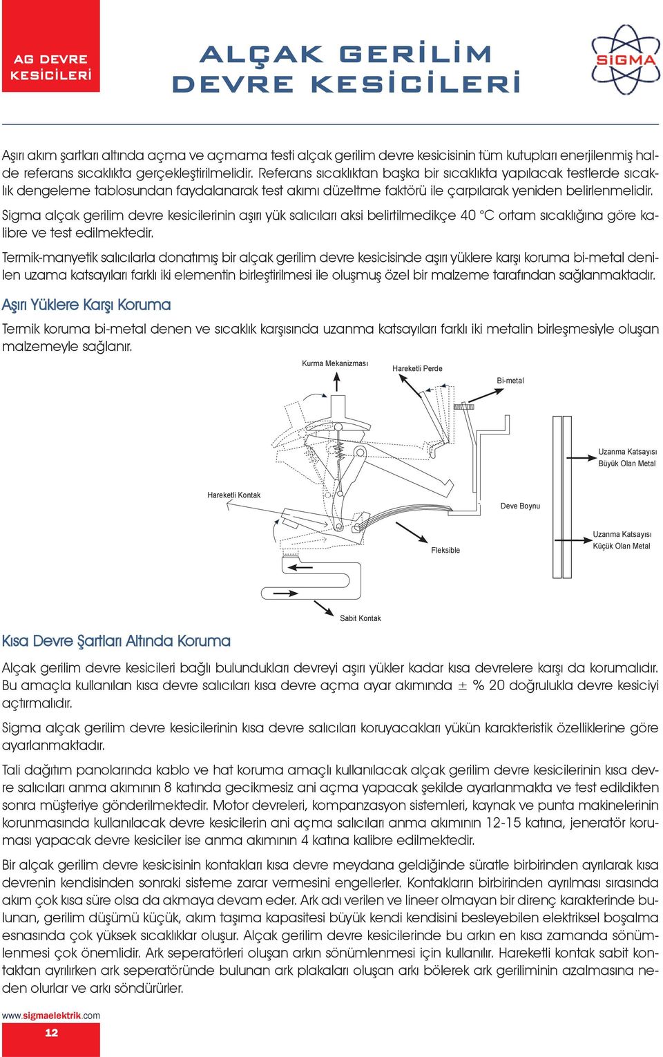 Sigma alçak gerilim devre kesicilerinin aşırı yük salıcıları aksi belirtilmedikçe 40 C ortam sıcaklığına göre kalibre ve test edilmektedir.