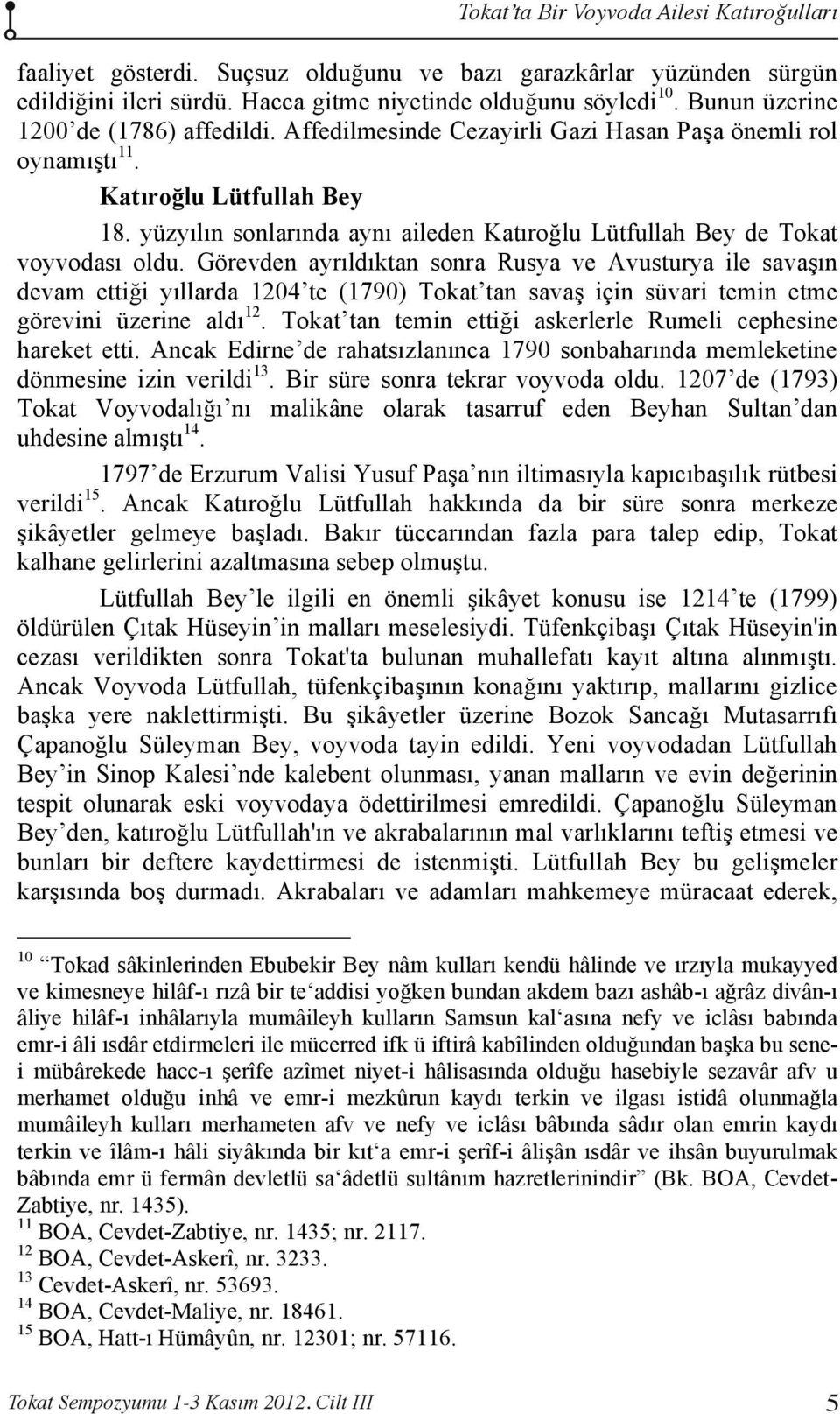 yüzyılın sonlarında aynı aileden Katıroğlu Lütfullah Bey de Tokat voyvodası oldu.