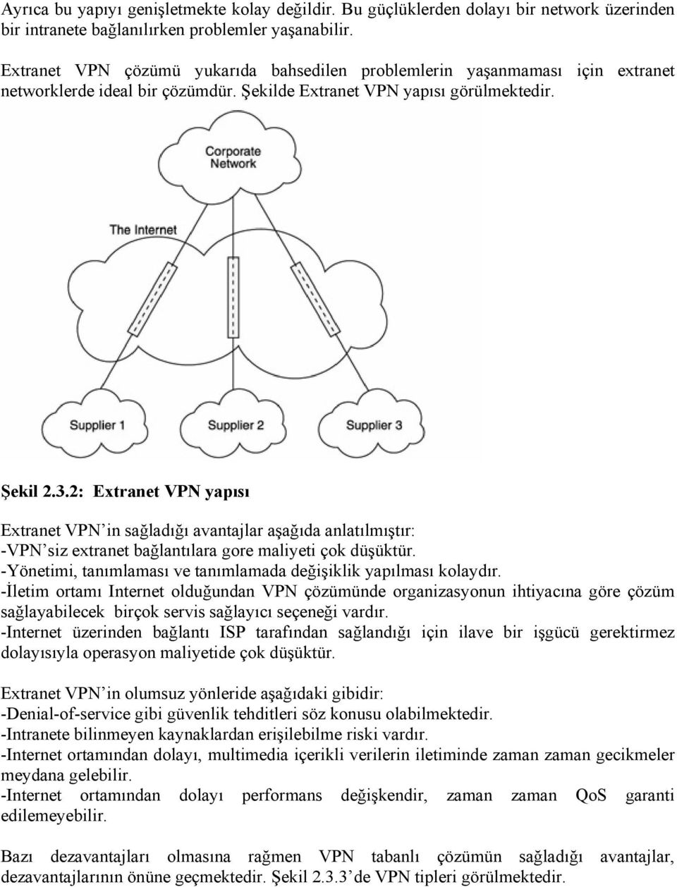 2: Extranet VPN yapısı Extranet VPN in sağladığı avantajlar aşağıda anlatılmıştır: -VPN siz extranet bağlantılara gore maliyeti çok düşüktür.