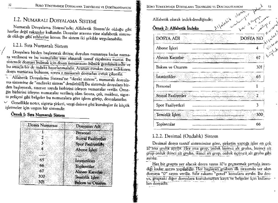 Dosyalara birden başlayarak ihtiyaç duyulan numaraya kadar numara verilmesi ve bıın'umaralafesas'aliiüiiak tasnif yapılrri-'i:,i'e'sastii:'bu sr~i:emdeaosyayıı;utma.