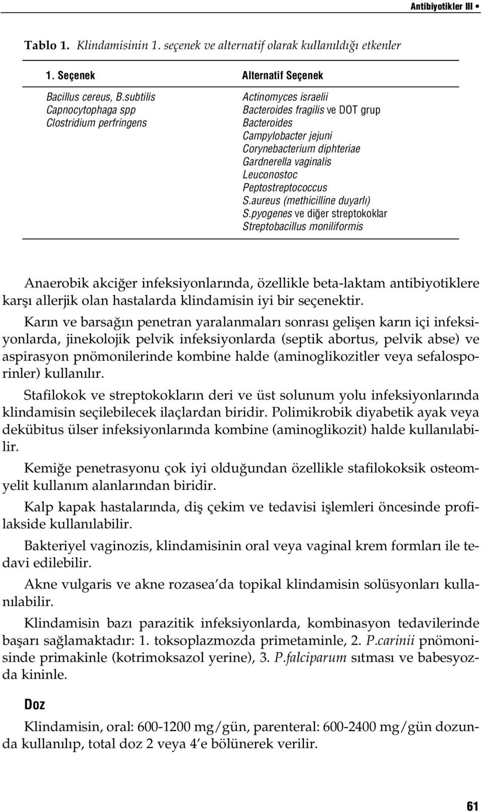 vaginalis Leuconostoc Peptostreptococcus S.aureus (methicilline duyarl ) S.