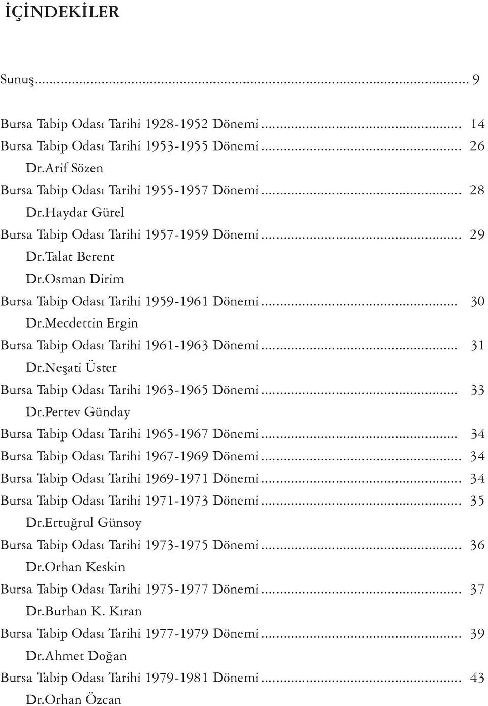 mecdettin Ergin bursa tabip odası tarihi 1961-1963 dönemi... 31 dr.neşati Üster bursa tabip odası tarihi 1963-1965 dönemi... 33 dr.pertev Günday bursa tabip odası tarihi 1965-1967 dönemi.