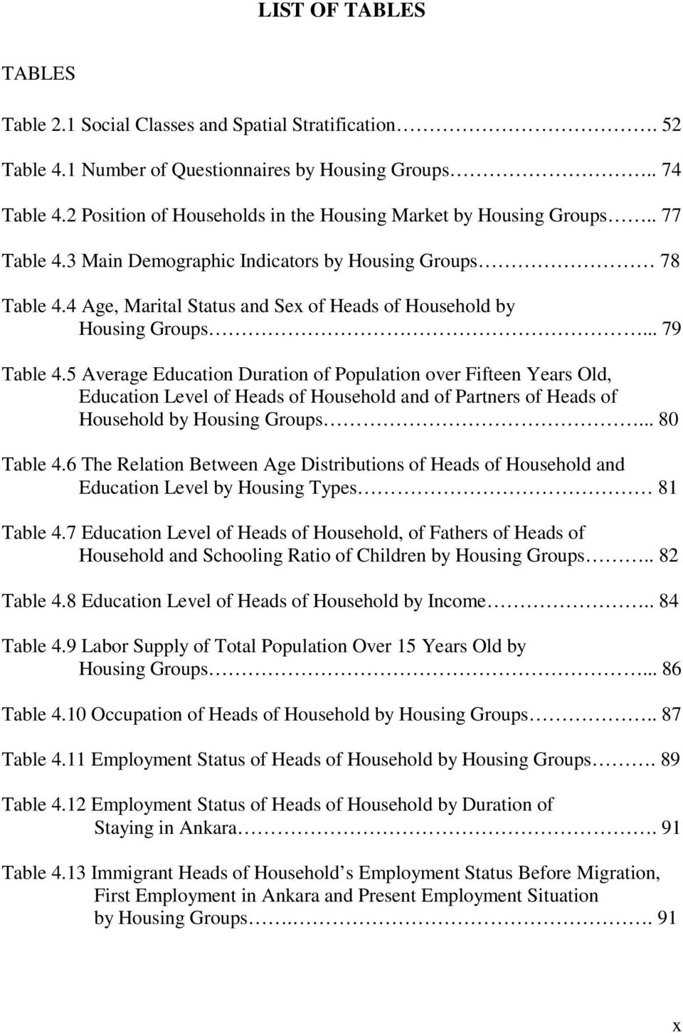 4 Age, Marital Status and Sex of Heads of Household by Housing Groups... 79 Table 4.