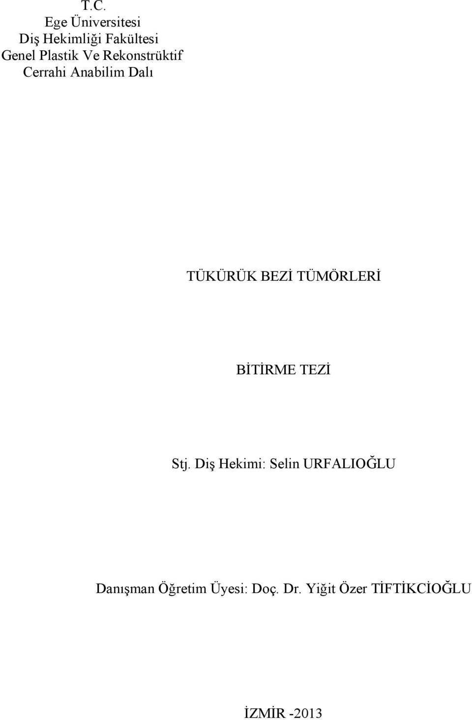 TÜMÖRLERİ BİTİRME TEZİ Stj.