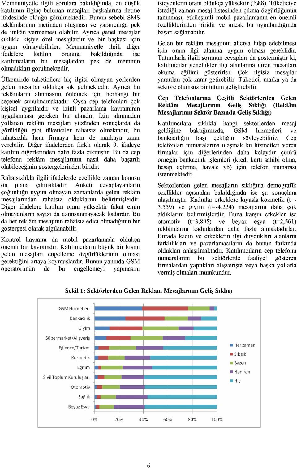 Memnuniyetle ilgili diğer ifadelere katılım oranına bakıldığında ise katılımcıların bu mesajlardan pek de memnun olmadıkları görülmektedir.