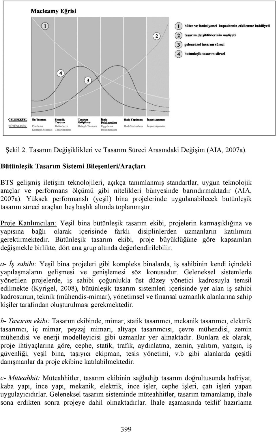 barındırmaktadır (AIA, 2007a). Yüksek performanslı (yeşil) bina projelerinde uygulanabilecek bütünleşik tasarım süreci araçları beş başlık altında toplanmıştır.