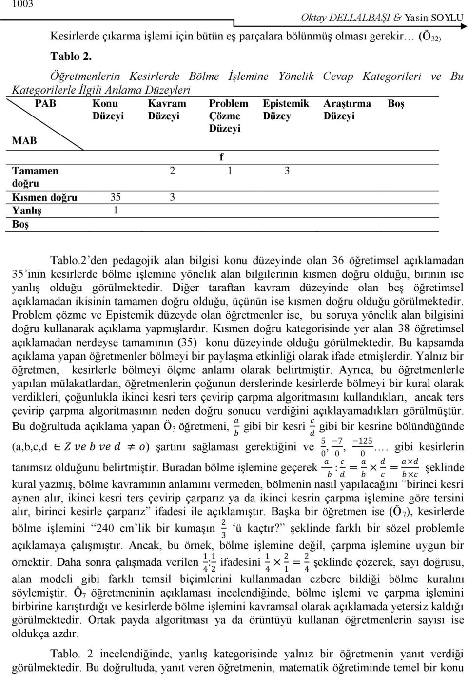 doğru 35 3 Yanlış 1 Tablo.